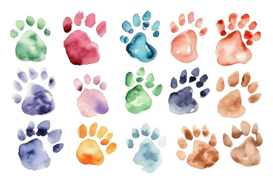 watercolor footprints Set animal