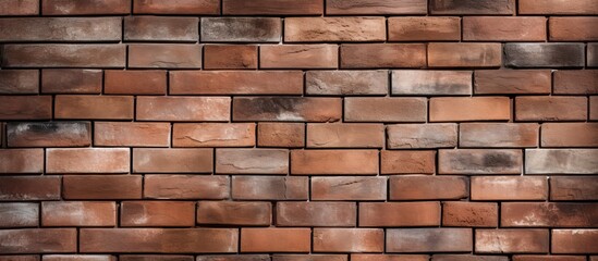 A close up of a brown brick wall with blurred background, showcasing the intricate brickwork and rectangular patterns. The building material gives a rustic feel to the facade