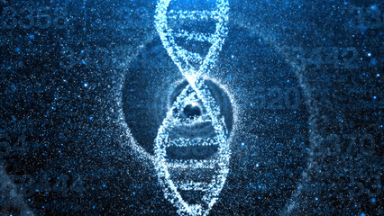 Dna cell structure with spiral dots illustration background. - 757813309