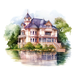 Obraz premium Victorian Mansion vintage house lakesaid