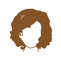 Vector design for a beautiful collection of women's hairdos, brown in color.