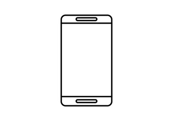 Icono negro de pantalla de smartphone en fondo blanco. 