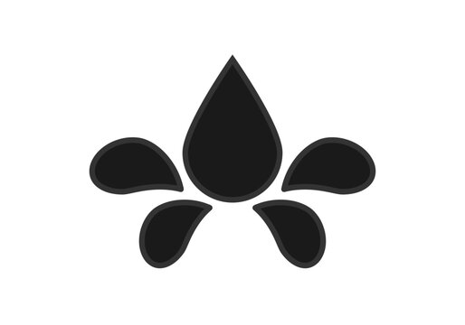 Icono negro de gota de petr&oacute;leo salpicando.