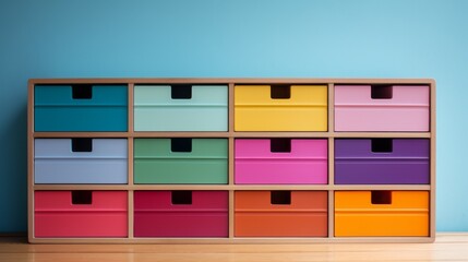 Drawer Storage Against Colorful Wall