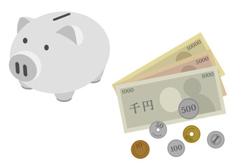 お金と貯金箱のイラスト_2
