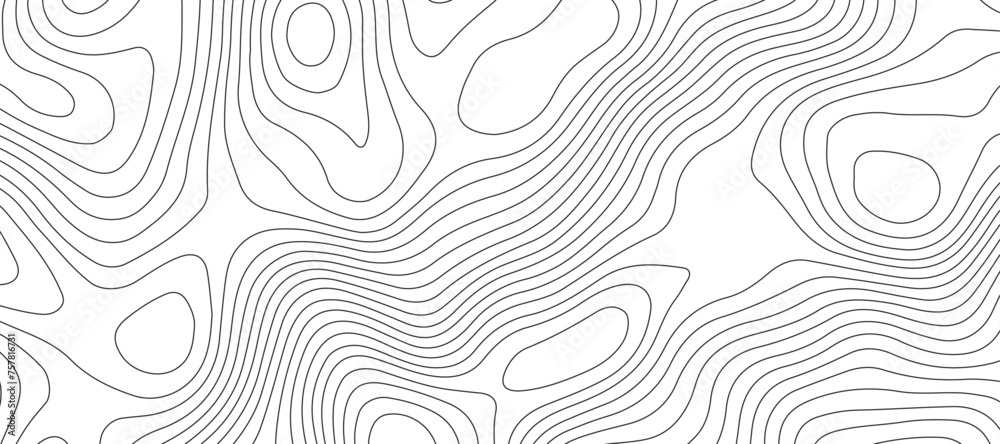 Wall mural topographic map background geographic line map pattern .panorama view black color wave curve lines .