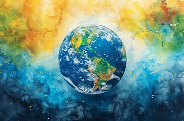 Obraz na płótnie Canvas planet earth with colorful elements. high quality illustration.
