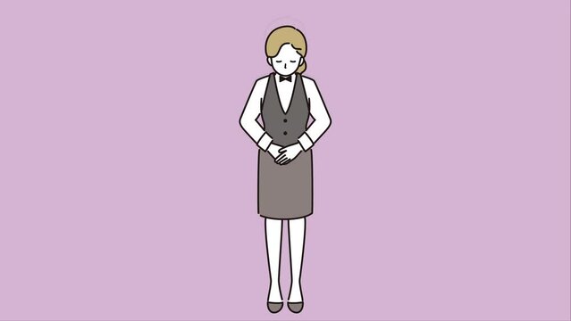 お辞儀する女性ホールスタッフ
