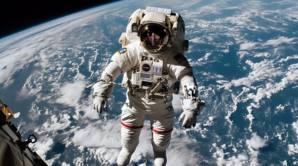 Astronaut Conducting a Spacewalk Surrounded by the Endless Expanse: A Dance in the Cosmos