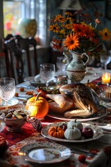 Naklejka premium Autumn Harvest Thanksgiving Table