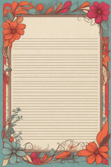 vintage background with space for text and frame with flowers