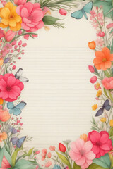 vintage background with space for text and frame with flowers