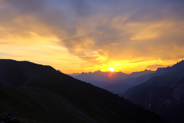 sunset at mountain background