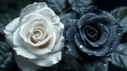 Black and White Roses Set