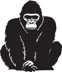 Gorilla Silhouette Vector Illustration White Background