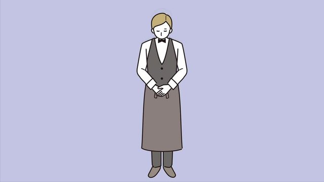 お辞儀する男性ホールスタッフ