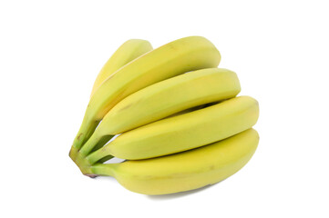 Kiść świeżych żółtych jasnych bananów izolowana na białym tle z bliska