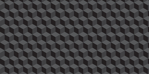 Fototapeta premium Seamless abstract black and gray stripe rectangles hexagon type cube geometric pattern. modern square diamond mosaic pattern. retro ornament grid tiles and wallpaper used for background.