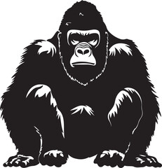 Gorilla Silhouette Vector Illustration White Background