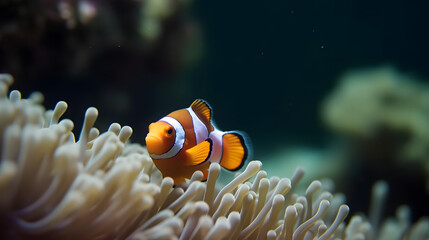 Fototapeta na wymiar clown fish coral reef / macro underwater scene