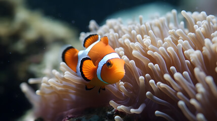 Naklejka na ściany i meble clown fish coral reef / macro underwater scene
