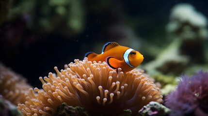 clown fish coral reef / macro underwater scene
