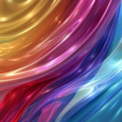 Fototapeta premium A Colorful, Flowing Piece of Fabric With a Shiny, Metallic Sheen