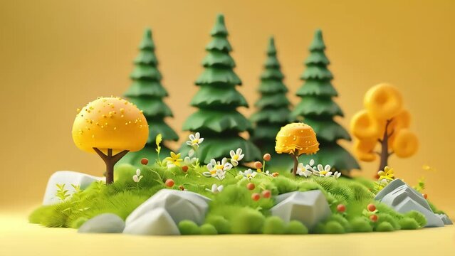 3D illustration of tree in small island