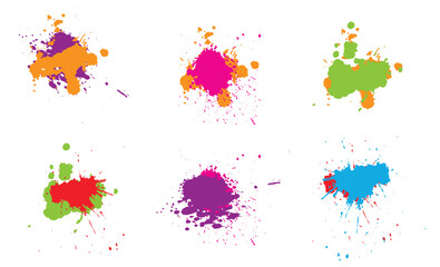 Vector Colorful paint splatters. Paint splashes set. Vector illustration design background