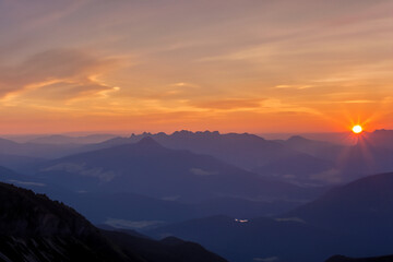 Sunset at mountain background