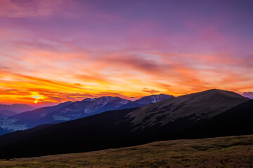 Sunset at mountain background