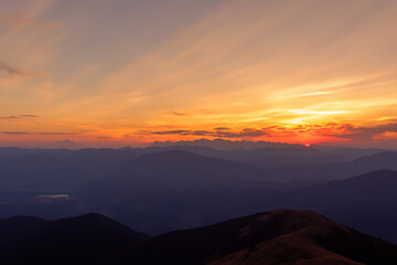 Sunset at mountain background