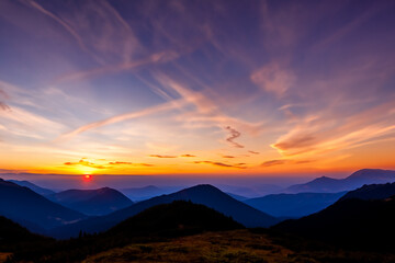 Fototapeta premium Sunset at mountain background