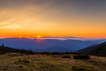 Sunset at mountain background