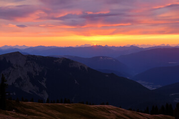 Sunset at mountain background