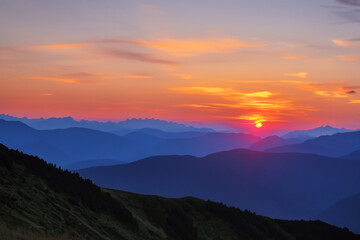 Fototapeta premium Sunset at mountain background