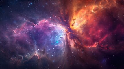 Colorful cosmic nebula with bright stars.