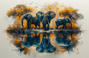 elephants on the water