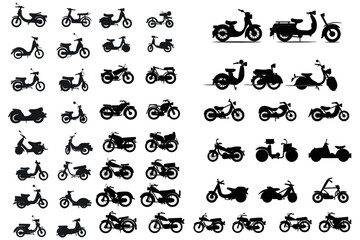 set of  scooter silhouettes, black Scooter silhouette Bundle, Olden Scooter silhouette, Scooter silhouette Bundle, Scooter silhouette metal © MD ABDUL MOMIN