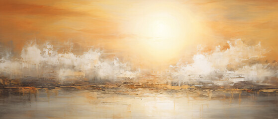 Sunset on the sea painting by oil on canvas