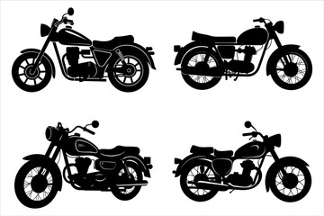 Obraz premium Motorcycle Bike Silhouette Bundle Set, motorcycle silhouette clip art, motorbike silhouette vector,