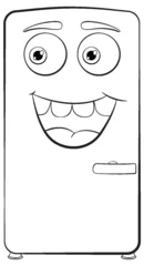 Fotobehang Vector illustration of a smiling cartoon refrigerator © GraphicsRF