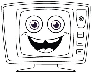 Smiling animated TV with a friendly face