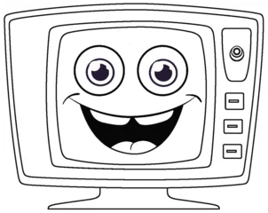 Tableaux ronds sur aluminium brossé Enfants Smiling animated TV with a friendly face