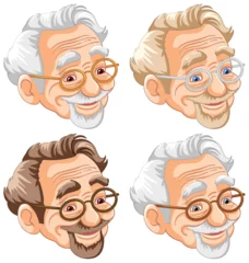 Fototapete Four cheerful senior men with glasses smiling. © GraphicsRF