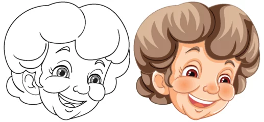 Poster Vector art of a happy, smiling elderly lady. © GraphicsRF