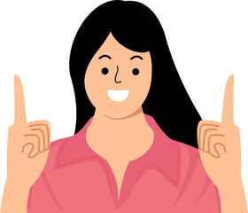 excited woman direct fingers up