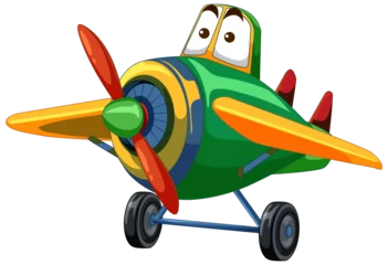 Cercles muraux Enfants Animated airplane character with eyes and a smile.