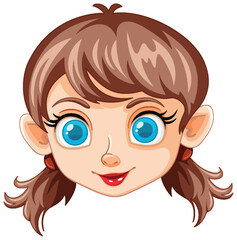 Vector illustration of a smiling female elf face.