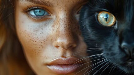 AI donna con gatto, primo piano 02